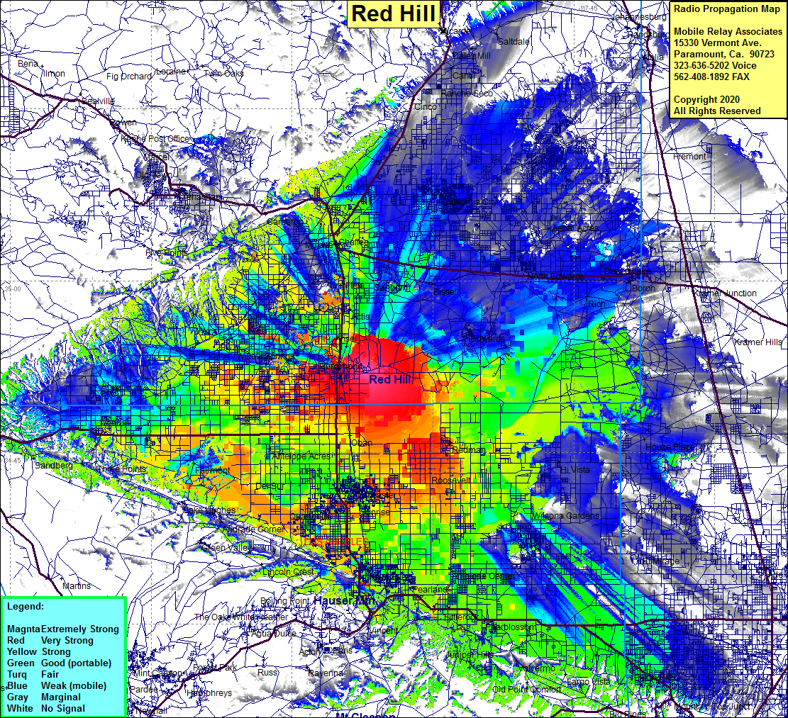heat map radio coverage Red Hill